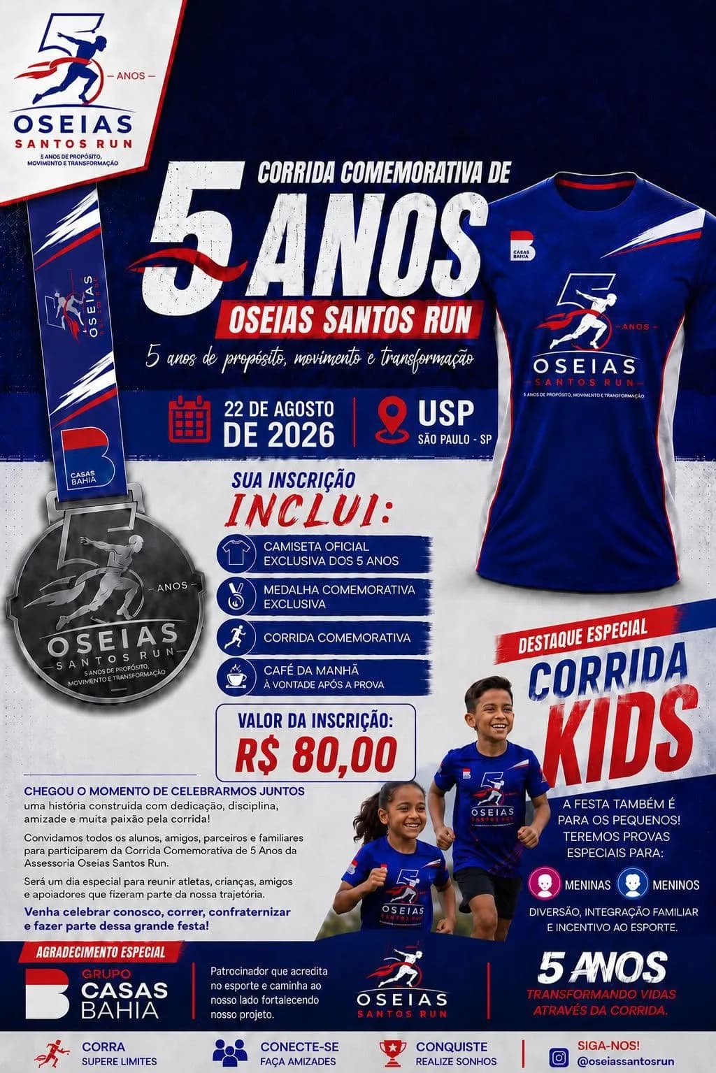 Cartaz da Corrida Comemorativa de 5 Anos da Oseias Santos Run